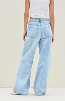 PacSun Light Indigo Mid Rise Extreme Baggy Jeans