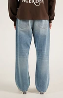 Pacsun Dylan Ripped Knee Baggy Jeans Light Indigo