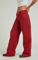 PacSun Casey Medium Red Low Rise Baggy Jeans