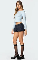 Edikted Buckled Pinstripe Bubble Mini Skort