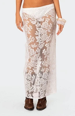 Edikted Bess Sheer Lace Maxi Skirt