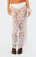 Edikted Bess Sheer Lace Maxi Skirt