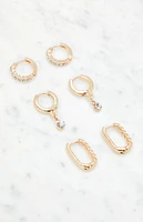 LA Hearts 3 Pack Mini Hoop Earrings
