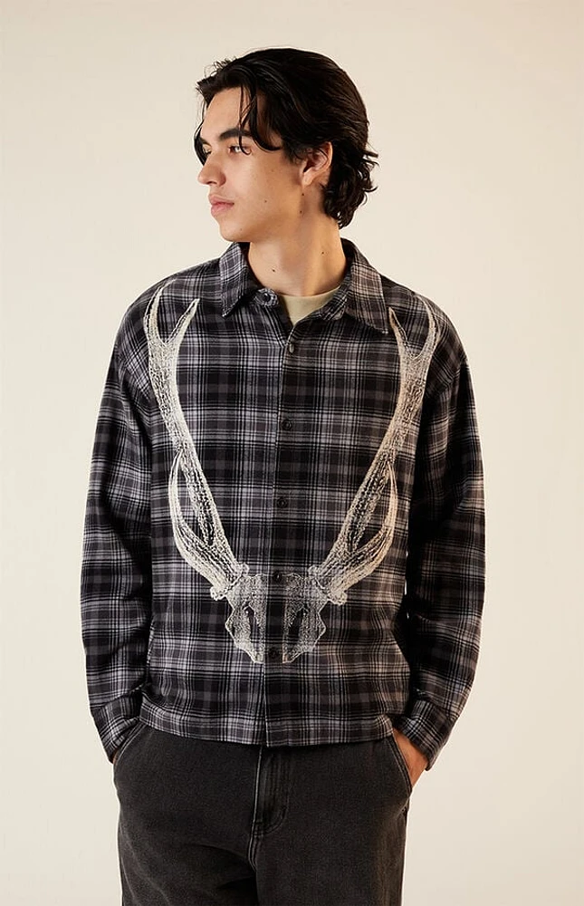 Pacsun Gray Graphic Flannel Shirt