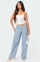 Icing Sequin Low Rise Cargo Jeans