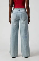 Pacsun Casey Bow Low Rise Baggy Jeans Light Indigo