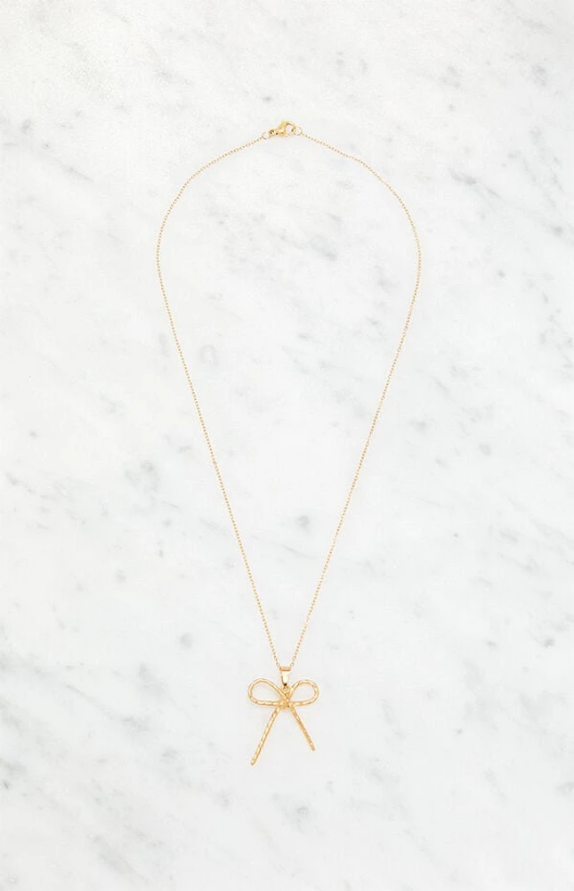 LA Hearts 14K Gold Plated Bow Necklace
