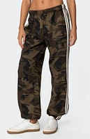 Edikted Camo Contrast Striped Sweatpants