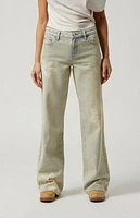 Pacsun Casey Butterfly Graphic Low Rise Baggy Jeans Light Indigo