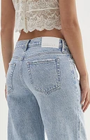 PacSun Lena Light Indigo Ripped Slit Low Rise Super Baggy Jeans