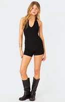 Edikted Melanie Ribbed Open Back Romper