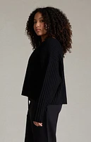 Fear of God Essentials Kids Jet Black Raw Neck Sweater