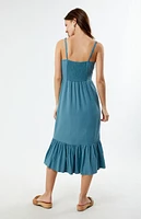 LA Hearts Linen Bustier Midi Dress