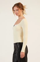 Est. PAC 1980 Lace Trim Ribbed Long Sleeve Top