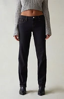 Stretch Black Low Rise Straight Leg Jeans