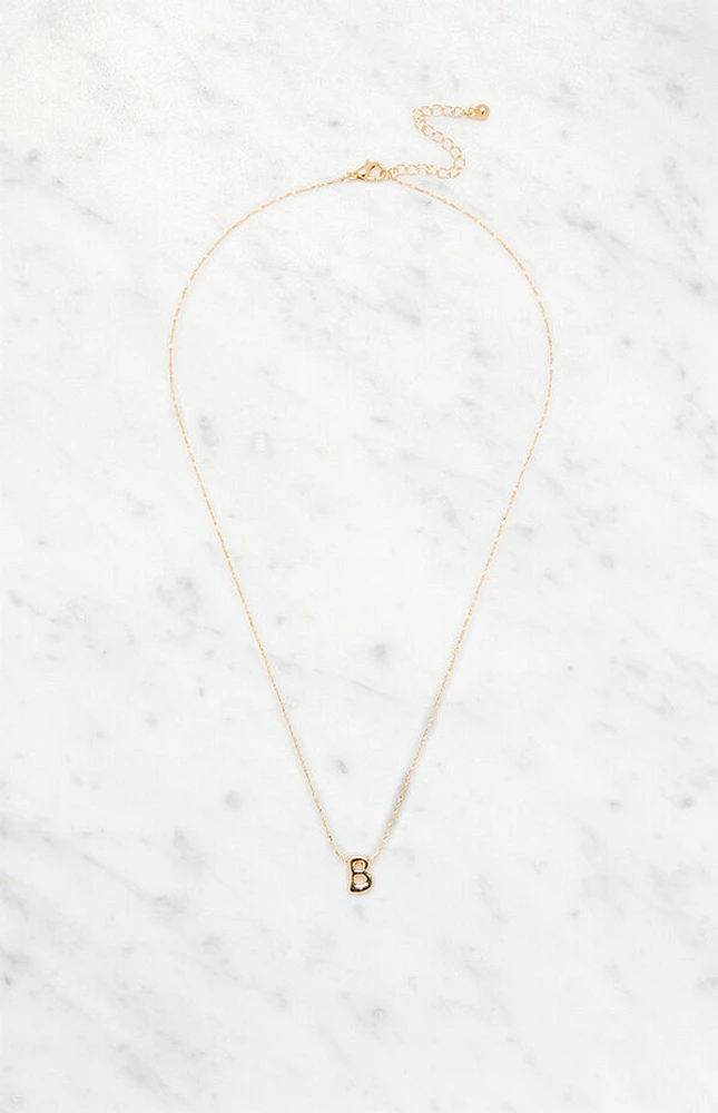 LA Hearts B Initial 14K Gold Plated Necklace