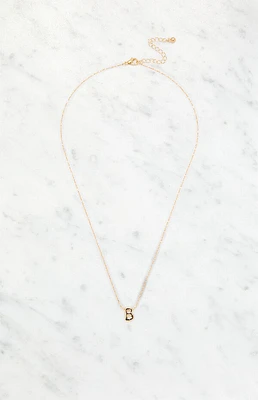 LA Hearts B Initial 14K Gold Plated Necklace