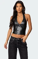 Edikted Tana Faux Leather Halter Top