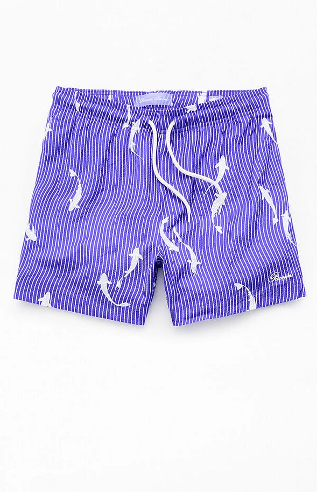 Pacsun Koi Striped 4.5" Swim Trunks