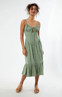 LA Hearts Linen Bustier Midi Dress