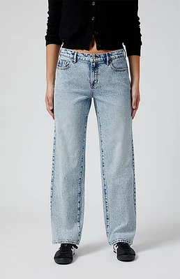 PacSun Jordyn Acid Low Rise Straight Leg Jeans Light Indigo