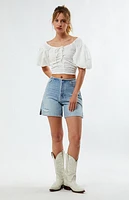 CIRCUS NY Baeley Gardenia Ruched Top