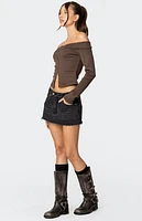Edikted Clarissa Fold Over Ribbed Top