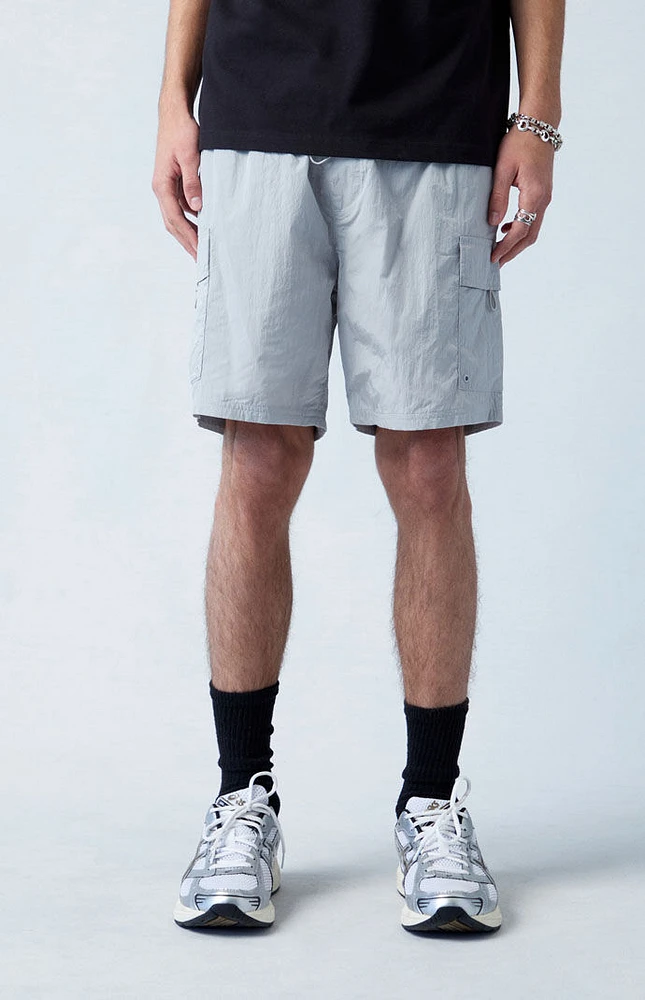 Gray Nylon Cargo Shorts