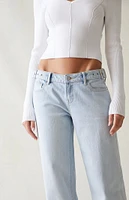 PacSun Eco Light Indigo Belted Wide Leg Jeans