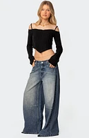 Edikted Triangle Hem Off Shoulder Sweater