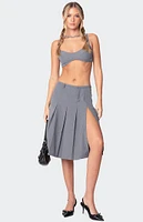 Edikted Ethel Side Slit Pleated Mini Skirt