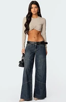 Edikted Gathered Long Sleeve Crop Top