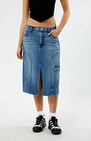 CIRCUS NY Medium Indigo Carpenter Cargo Denim Midi Skirt