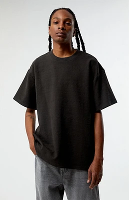Charcoal Oversized Jacquard Knit T-Shirt