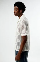 Pacsun Cream Open Knit Oversized Resort Camp Shirt