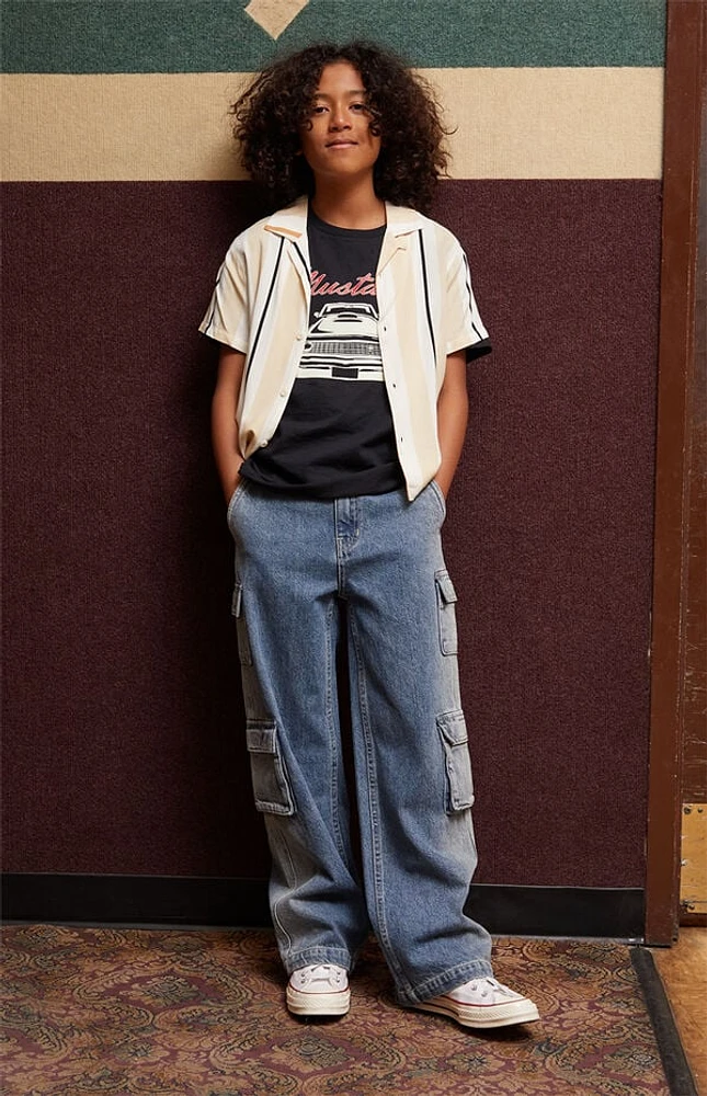 Pacsun Kids Medium Indigo Baggy Cargo Jeans