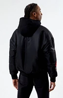 Nylon Hooded Bomber Jacket