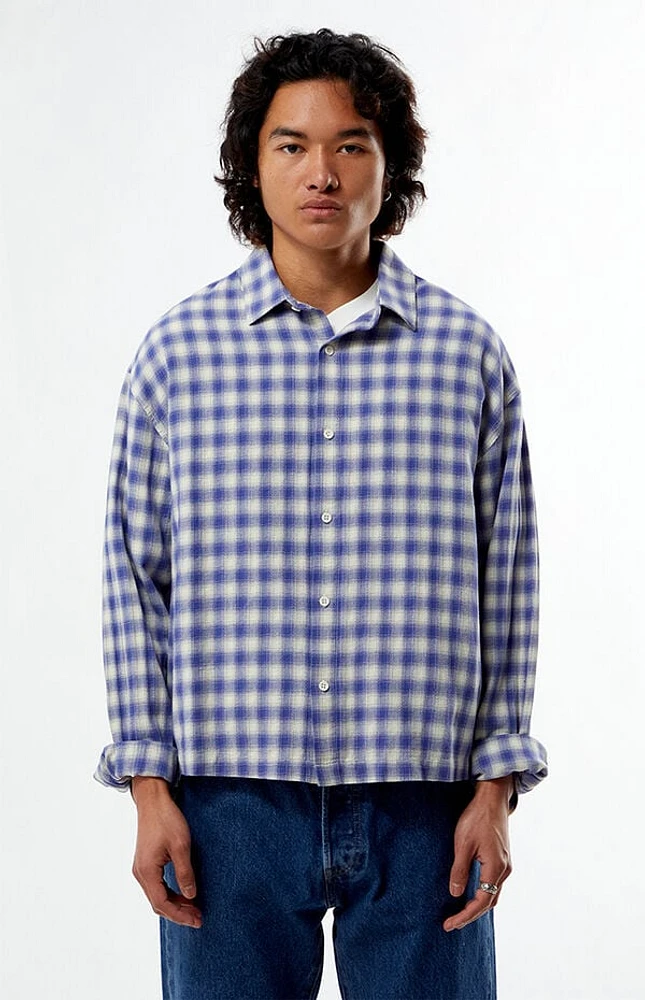 Pacsun Blue Plaid Long Sleeve Button Down Shirt