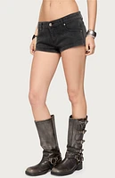 Edikted Syra Zipper Low Rise Denim Shorts