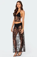 Edikted Bess Open Back Sheer Lace Halter Top