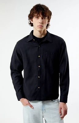 Black Cropped Classic Long Sleeve Shirt