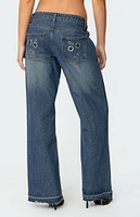 Edikted Davis Grommet Low Rise Jeans