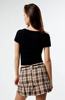 Plaid Ruffle Mini Skirt