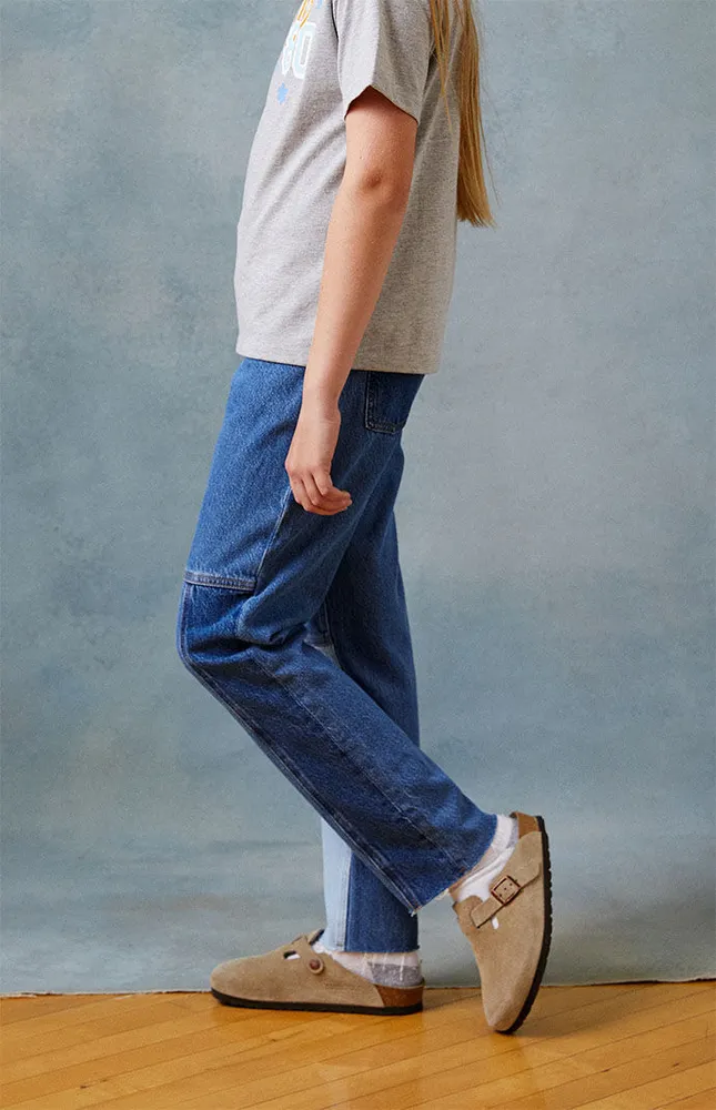 Paneled Wide Leg Jeans