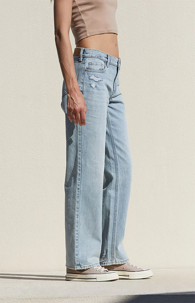 PacSun Light Indigo Ripped Low Rise Straight Leg Jeans