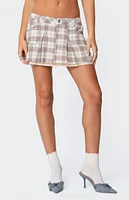 Edikted Roni Plaid Pleated Mini Skirt