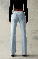 Light Blue Ripped Stretch Low Rise Flare Jeans
