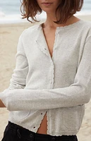 John Galt Light Gray Scalloped Button Down Cardigan