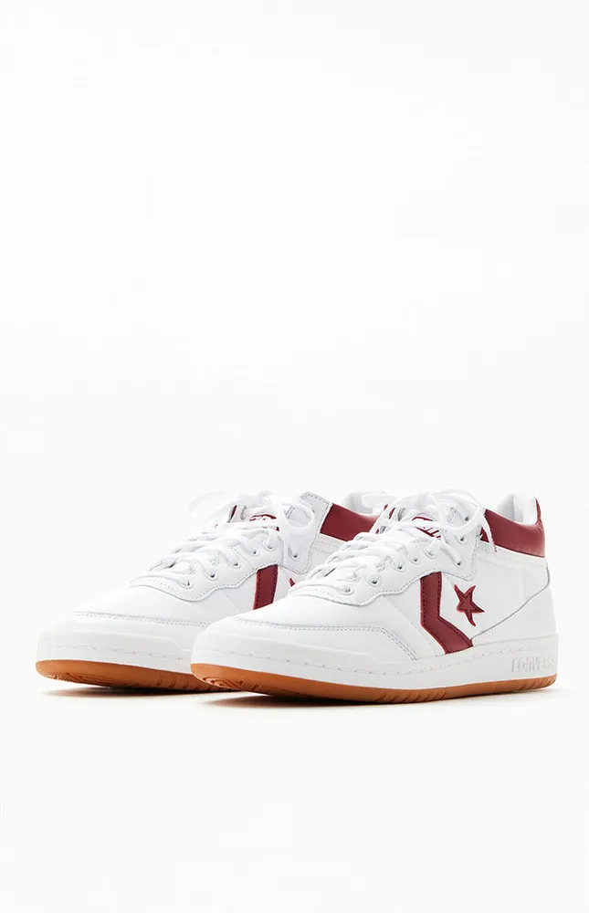 Converse White & Burgundy Fastbreak Pro Shoes