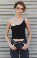 John Galt Black One Shoulder Tank Top